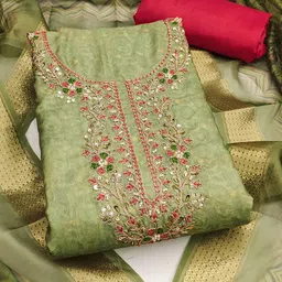 Maroosh Floral Embroidered Sequinned Unstitched Dress Material image 5