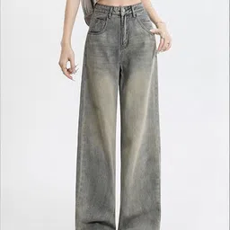 LULU & SKY Women High-Rise Heavy Fade Frayed Hem Wide Leg Jeans-picture-28