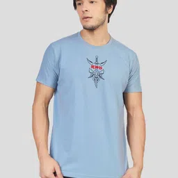 Greylongg Men Printed Drop-Shoulder Sleeves Applique T-shirt-image-76