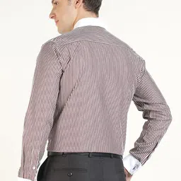 Hancock Men Candy Striped French Cuff Pure Cotton Slim Fit Formal Shirt image 4