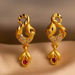 Grishma American Diamonds Studded Paisley Shaped Drop Earrings-picture-41