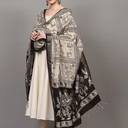 Exotic India Ethnic Motifs Printed Art Silk Kalamkari Dupatta image 5