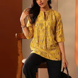 Libas Ethnic Motifs Printed Mandarin Collar Short Kurti-picture-49