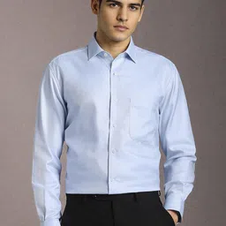 Luxure by Louis Philippe Spread Collar Pure Cotton Formal Shirt-picture-16