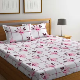 Myntra Elegant Homes Peach & Black Floral Printed 300 TC King Bedsheet Set 2.50 m x 2.25 m-picture-19