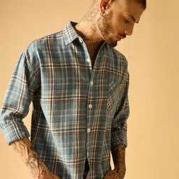AKS Men Standard Semi Sheer Checked Casual Shirt image 2