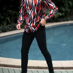 MARMIC FAB Men Classic Fit Geometric Printed Spread Collar Casual Shirt image 5