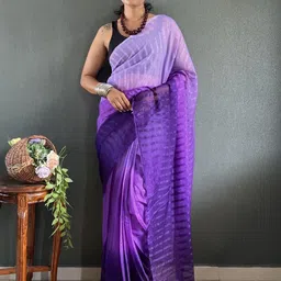 KALINI Lavender Poly Georgette Printed Sarees image 2