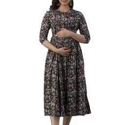 KALINI Women Floral Printed Maternity Anarkali Kurta-image-6