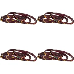 SOMIL Set Of 16 Artificial Stones Studded Glass Bangles-picture-35