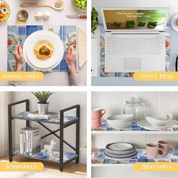 Kuber Industries Blue & Orange 3 Pieces Printed Shelf Liner Organisers image 5