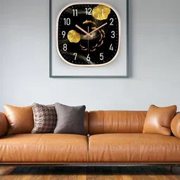 Star work Black & Yellow PrintedAnalogue Square Shaped Contemporary Wall Clock image 5