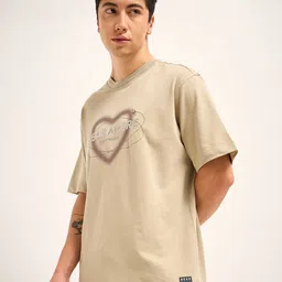 THE BEAR HOUSE Men Typography Printed Round Neck Cotton Oversized T-shirt image 3