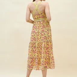 aayu Floral Print Schiffli Georgette Fit & Flare Midi Dress image 5