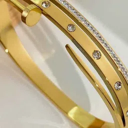 Just Lil Things Gold-Plated Artificial Stones Studded Bangle-Style Bracelet image 2