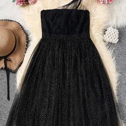INCLUD Girl Solid One Shoulder Fit & Flare Dress-picture-23