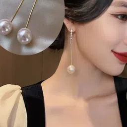 styledose Sterling Silver Rhinestones Studded Tasselled Spherical Shaped Drop Earrings image 2