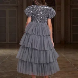 YK Print Puff Sleeve Fit & Flare Dress image 3