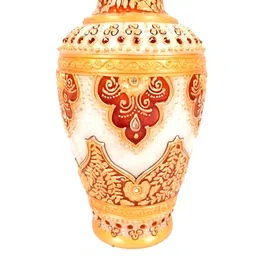 apka mart White & Yellow Textured Handcrafted FlowerVase image 3