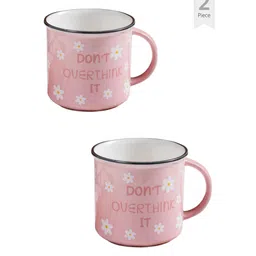 clay craft Pink Fine Ceramic Don t Over Think It Milk Mug 2 Piece -490 ml image 4