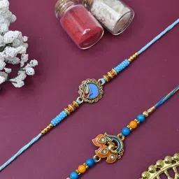 MEIRA JEWELLERY Set Of 2 Rakhi With Greeting Card & Roli Chawal-picture-20