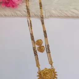SAJSHRUNGAR JEWELLERY Micro-Plated Beaded Mangalsutra With Earrings-picture-34