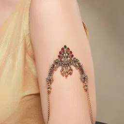 KARATCART Women Gold-Plated Stones Studded Goddess Lakshmi Motif Armlet Bracelet image 5