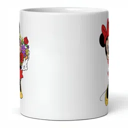 Mr UVD White & Pink Cartoon Character Printed Ceramic Glossy Mug - 350 ml image 4