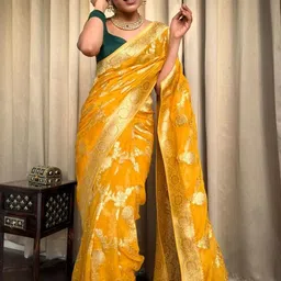 CANIZZARO Woven Design Zari Jacquard Silk Banarasi Saree image 3