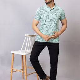 TRIUS Men Abstract Printed Polo Collar T-shirt image 2