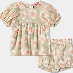 R&B Girls Floral Printed Pure Cotton Top With Shorts-picture-29
