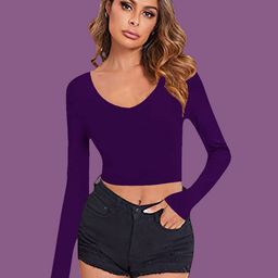 Dream Beauty Fashion Women V-Neck Fitted Crop Top-image-48