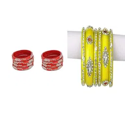 Somil Set Of 14 Glass Artificial Stones and Beads Bangles-picture-25