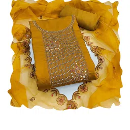 HERE&NOW Floral Embroidered Unstitched Dress Material image 3