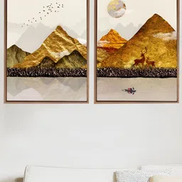 Myntra Elegant Homes Black & Gold-Toned 2 Pieces Nature Abstract Canvas Wall Art-picture-14