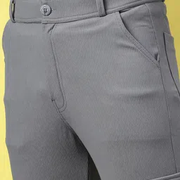 VOXATI Men Relaxed Fit Corduroy Cargos Trousers image 5