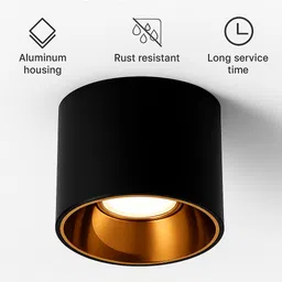 hybrix LED (6 Watt) Rose Gold Indoor/Outdoor Surface Drum/Cylinder Light, Warm White, 4 Downlighter Ceiling Light Ceiling Lamp image 2