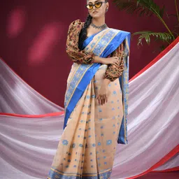 TANTLOOM Floral Woven Design Pure Cotton Handloom Saree-picture-20