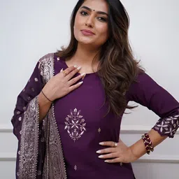 Happy Design Women Ethnic Motifs Embroidered Thread Work Kurta with Trousers & Dupatta image 5