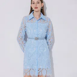JC Collection Women Self Design Belted Shirt Dress-image-37