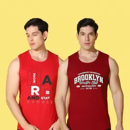 WOOSTRO Men Pack of 2 Typography Printed Round Neck Cotton Slim Fit T-shirts image 4