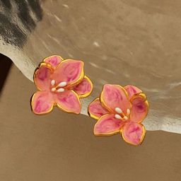 VAGHBHATT Gold Plated Enamelled Floral Studs-picture-32