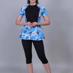 MEGASKA Printed Round Neck Front Zipper Swim Set-picture-39