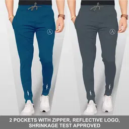 anand Pack of 2 Men Printed Blue, Grey Track Pants-picture-16