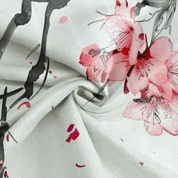 Steve & Anderson Jester White And Pink 2 Pieces Floral Printed Long Door Curtain (9Feet) image 4