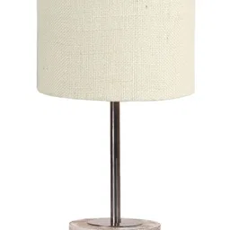 Devansh White Textured Wood Cylindrical Shaped Table Lamp image 4