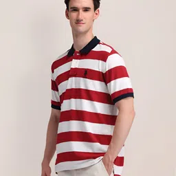 U.S. Polo Assn. Men Striped Polo Collar Cotton Slim Fit T-shirt image 5