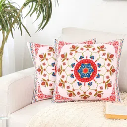 HOMPRIN Pink & Blue Set of 2 Square Cushion Covers-picture-11