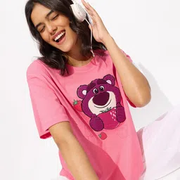 The Souled Store Women Solid Round Neck Cotton Oversized T-shirt-image-37