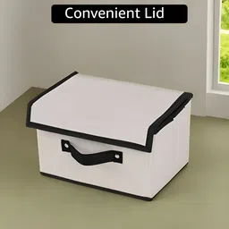 Aura White & Black 2 Pieces Clothes Drawer Organiser For Wardrobe With Lid image 5